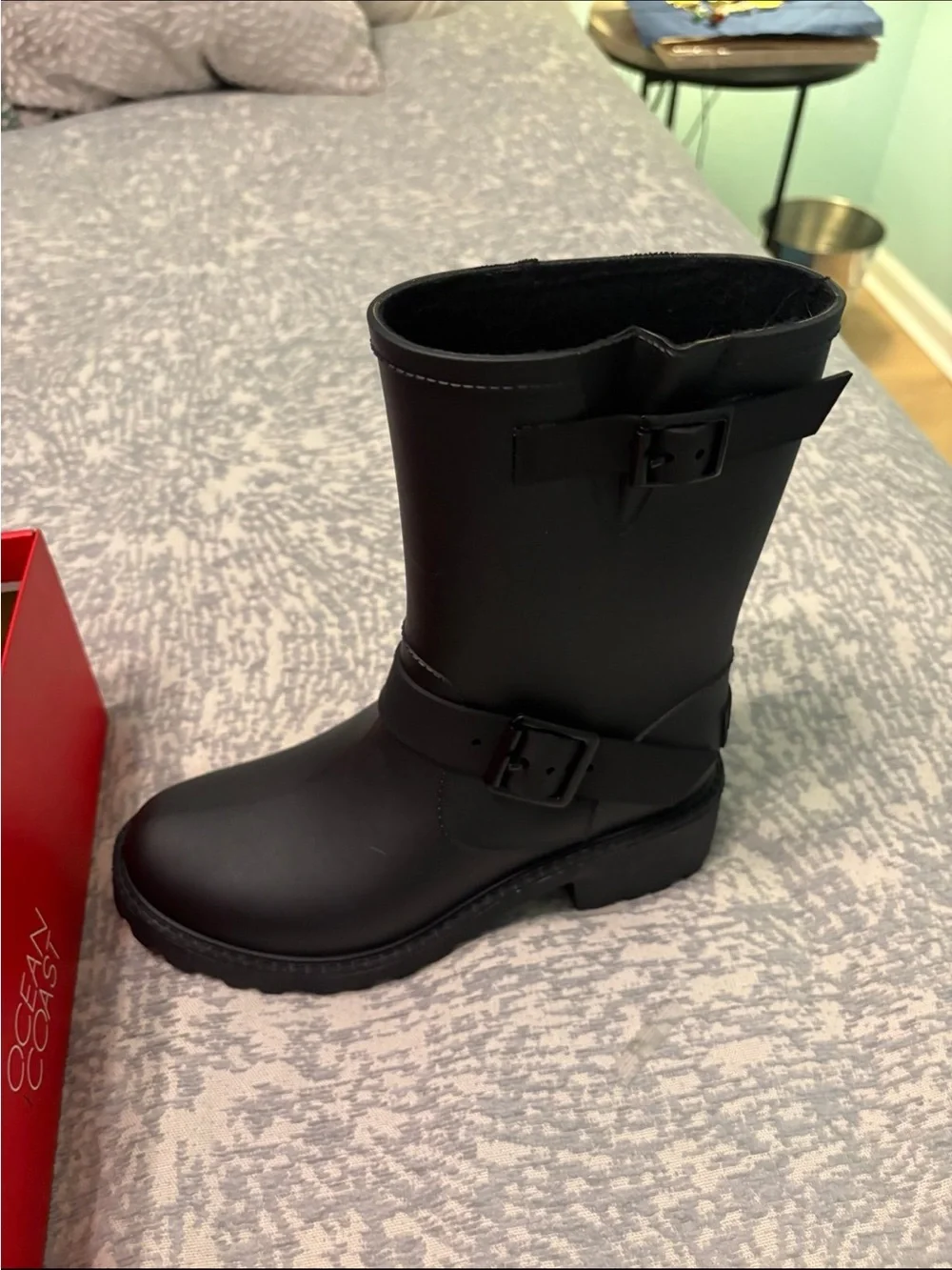 Ocean + Coast Women’s Mid Calf black Livy Rain Boot Size 6 Belk NEW